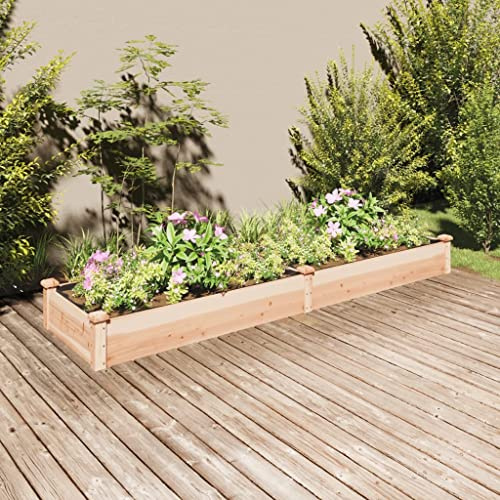 Bancal de madera maciza de abeto 240 x 60 x 25 cm, con inserto de fieltro, suelo abierto, para jardín, verduras, hierbas, flores