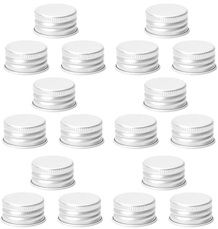 Mini Couvercles à Vis en Aluminium Argentés 20mm 100 Pièces | Fermeture Étanche, Réutilisables pour Bouteilles et Flacons de Lotion, Usage Maison et Voyage