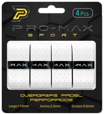 Overgrips Padel Extra Adherente Perforados Blanco Packs 4/6/10/25/50 Alta Absorción Sudor Cinta Agarre Antideslizante Grip Pro Sobregrip Raqueta Durabilidad Accesorios Padel