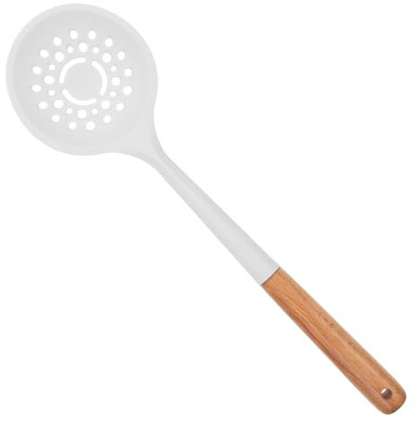 Tofficu Cucchiaio Colino in Silicone Resistente Alte Temperature, Mestolo Scolapasta Multifunzionale Manico lungo Antiscottatura, Utensile Cucina per Friggere e Scolare Pasta Fori
