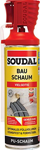 Soudal Bauschaum Genius, 500ml, Aerosoldose - universell verwendbarer einkomponentiger Polyurethanschaum zum Ausschäumen von Hohlräumen, Dämmen und Isolieren mit innovativer GENIUS GUN®-Technologie
