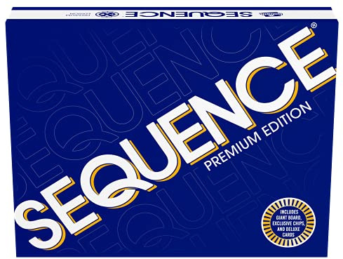 Sequence Premium Edition - Stunning Set with Giant Board (20.25 x 26.25 inches), Exclusive Chips and Deluxe Cards by Goliath, Blue, for Ages 7+