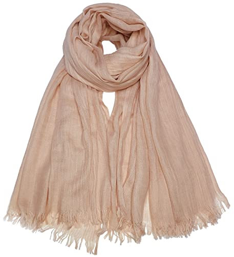 Damen Sommer Schals Baumwolle Leichte Große Lange Gaze Damenschal Eleganter Plain Tücher 75”×43”,Power Pink