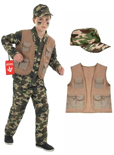 Fun Shack Costume Militare Bambino - Vestito Soldato per Carnevale, Halloween, Compleanni e Party. Abito Divertente e Realistico, L