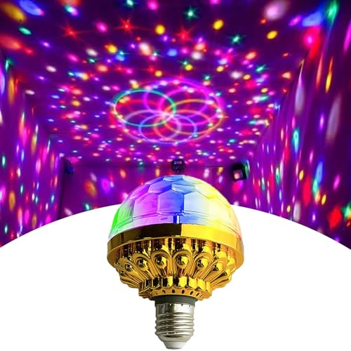 Michear Disco Light,Colorful Rotating Magic Ball Light Bulb,Automatic Rotating Disco Mini Bulb Ball,LED Stage Light for Party Home Stage Light (Ball Lamp)