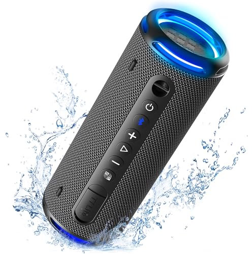 Tronsmart T7 Lite Altavoz Bluetooth 5.3, Potente, Portátil, con Luz LED de Color, IPX7, 24H de Reproducción, Sonido Estéreo, Control de la App, Apoya TF, SD, para Fiestas, Exterior