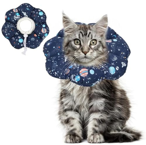 ComSaf Halskrause Katze Weich für Kleine Katzen，Halskrausen für Katzen Schützend und Verstellbar Nach Operationen, Komfortabler Leichter Elizabethan Behindert Nicht die Sicht, M