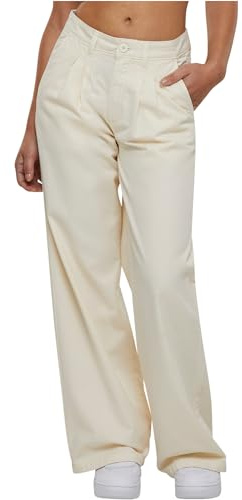 Urban Classics Women's Tb6216-ladies Organic Pleated Cotton Pants Trouser, Whitesand, 6