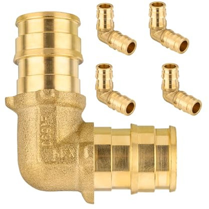 GUOFIS 1/2Inch PEX-A Expansion Fittings,F1960 Pex-a Brass Elbow,PEX Expansion Fittings Elbow For Pex A Tubing（5 PACK)