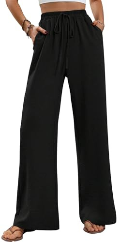 Adigau Pantalones Joggers de pata ancha Pantalones de Yoga Mujer Pantalones de pata ancha Pantalones Harem Lounge con Bolsillos Pantalones de cintura alta Pantalones sueltos Verano Azul Marino Negro M