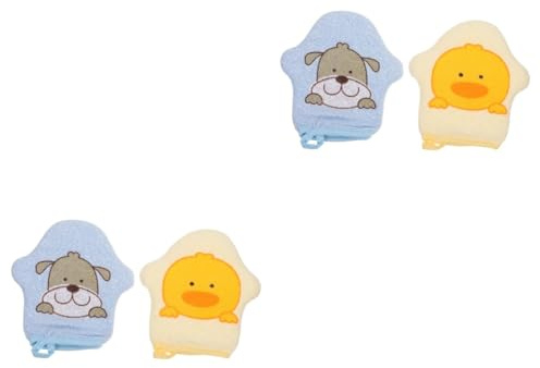 Vaguelly 4 Stück Badewatte Sensorisch Lavatte Peeling-handschuh Zuckerpeeling Badeschwamm Für Kleinkinder Körperpeeling Cartoon- -badehandschuh Schrubben Frosch Baumwolle
