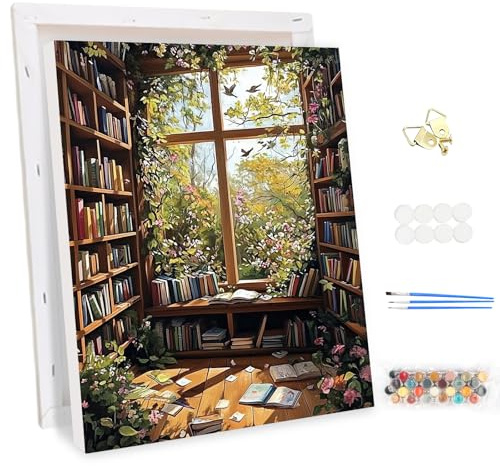 MEIYUDA Pintar por Numeros Adultos con Marco Paisaje, Cuadros por Numeros Pigmento Acrílico, DIY Pintura por Numeros Kit Manualidades Adultos, Decoración para el Hogar Regalo de pared 30x40cm