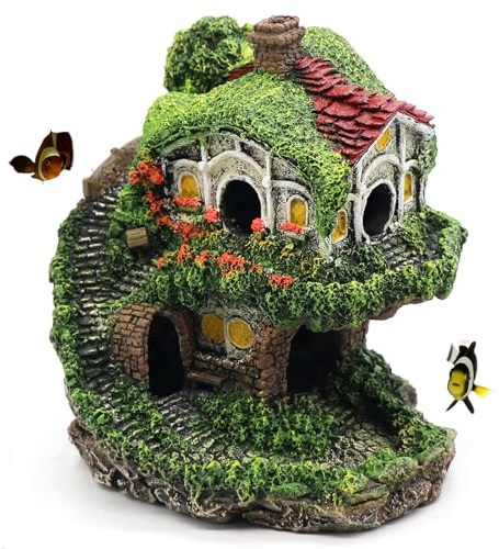 relaqcc Aquarium Decor Hideaway Cave, Betta Fish Tank House Accessories for Amphibians, Goldfish, Shrimp, Conch