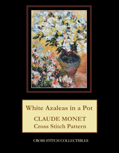 White Azaleas in a Pot: Claude Monet Cross Stitch Pattern