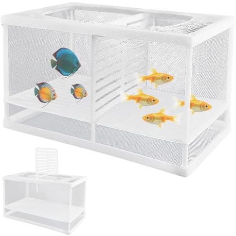Feibety Aquarium Fish Breeder Net, Breeding Box with Nylon Mesh & Suction Cups, Separation Net, Large Mesh Net Fry Saver, Isolation Fish Fry Hatchery Incubator, Hatching Box for Shrimp, Betta