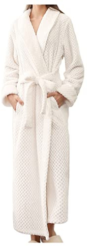 Bademantel Damen Frottee Lang Ohne Kapuze Morgenmantel Damen Leicht Baumwolle Große Größen Bademäntel Fleece Hausmantel Flauschig Bathrobe Kuschel Schlafmantel Große Größen Saunabademantel Winter