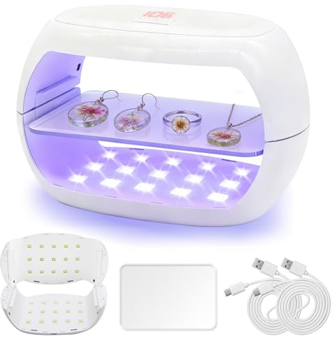Kizaten Lámparas de Curado UV de Resina de Doble Cara,Puede Utilizarse por Separado,Lámpara de Resinas UV de Curado Rápido de 36W con Pantalla LED,Para el Curado de Resinas,Fabricación de Joyas