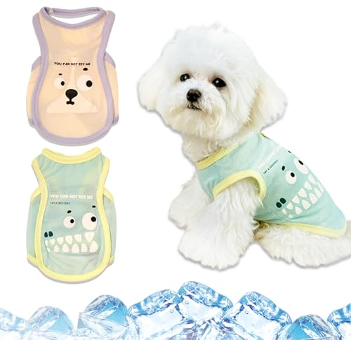 KASESSS 2 Stuck Atmungsaktive KüHlweste Hund, Eisseide Netz KüHlweste für Hunde 2,5-3kg, M (Brust 40cm / Rücken 30cm) Sommer Hitze Schutz Hunde Shirt für SpaziergäNge, Wandern, Innen, Freien