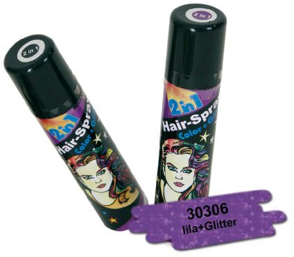 FASCHING 30306 Hairspray 2 in 1 lila, Glitter+Color, Haarspray NEU/OVP