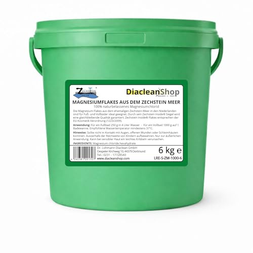 DIACLEANSHOP Zechstein Inside Magnesium Flakes 6kg Magnesiumchlorid | Original Zechstein Naturprodukt Für Vollbad Fußbad