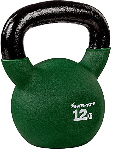 MOVIT® Kettlebell PRO 2–24 kg aus Gusseisen mit Neopren für Krafttraining | Breiter Griff, flacher Standboden und rutschfeste Oberfläche – die ideale Kugelhantel für Home Gym & Krafttraining