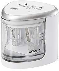 Genie PS 120 elektrischer Bleistiftspitzer, geeignet für alle Bleistifte, Wachsmalstifte & Eyeliner in Standardgröße, Doppelspitzer Stifte von 6-8 mm (Normal) & 9-12 mm (Jumbo), weiß