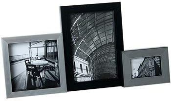 Sorpresaregalos. Portafoto Múltiple 3-f Aluminio Plata/Negro_10x10cm+10x15+8x5cm-ext:34x18