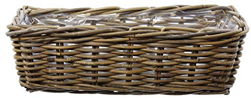 FRANK FLECHTWAREN Pflanzkasten Pflanztopf Rattan, klein ca. 46 x 16 x 15 cm, Bluemenkasten aus Geflochtenem stabilen Rattan.