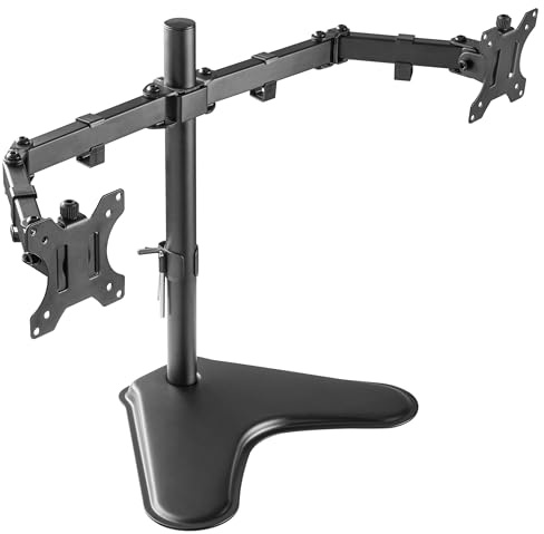RICOO Monitorfäste 2 bildskärmar Pivotable Tiltable TS7311 Bordstativ för 13-27 tum (upp till 8 kg Max-VESA 100x100) PC-skärmstativ utdragbart roterbart
