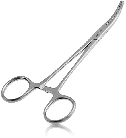May Angelzange 13 cm gebogen - Hakenlöser Klemme Edelstahl rostfrei - Lösezange Hakenlösezange Klemme für Angelsport & Fliegenfischen