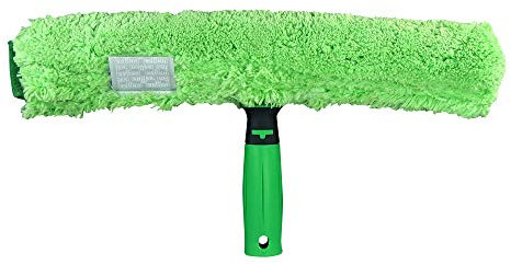 Unger 79020 MicroStrip 79020-Limpiador para Ventanas (35 cm de Longitud, Funda de Microfibra, Incluye Almohadilla para Manchas difíciles, Intercambiable con Velcro), Verde