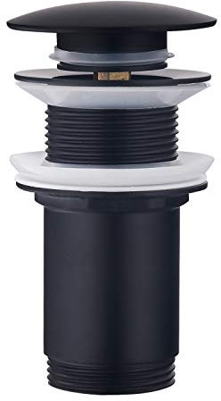 Ablaufgarnitur ohne Überlauf Schwarz Matt - Keymark Universal Ablaufventil Abflussgarnitur für Waschbecken & Waschtisch - Messing Pop Up Ablauf Abfluss Stöpsel
