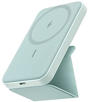 Anker 622 caricatore portatile magnetico wireless (MagGo), batteria magnetica pieghevole 5.000 mAh e USB-C per iPhone 13/12 (Verde)