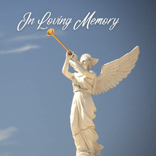 Guest Book: Funeral Guest Book Remembrance, Registration Book for Funeral, Guest Sign in Book, In Loving Memories, Angel Playing Trumpet Cover Design