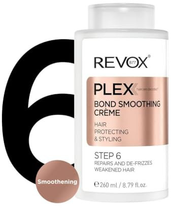 REVOX B77 - Crème Lissante Plex Bond Étape 6, 260 ml, Crème Capillaire Sans Rinçage, Répare Et Protège Les Cheveux Abîmés, Réduit Le Temps De Séchage, Boucles Définies, Cheveux Anti-Frisottis