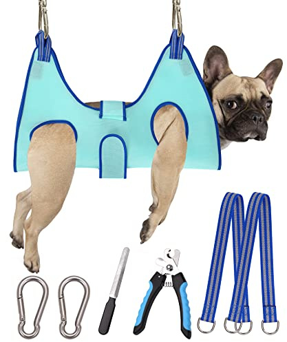 Kkiimatt Hundepflege-Hängematte, 2023 New Edition, mittelgroßer Hundegeschirrhalter zum Nagelschneiden, Schneide-Hängematte, Hundepflege-Schlinge, Fesseltasche mit breitem Gurt