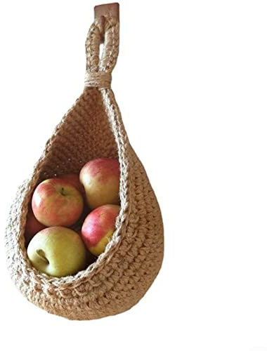 Hängekorb Obstkorb Hängend Wandkorb,Hängende Wand Gemüse Obst Körbe Jute Eco hängenden Korb Baumwollseil，Wandkorb Kann In Küche Deko,Wohnzimmer,Veranda