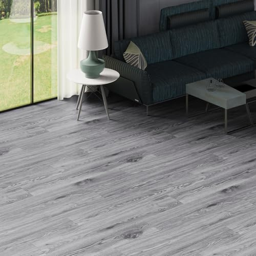 FLOREXP Pavimento Vinilico - Pavimento in Linoleum Effetto Legno,Piastrelle per Pavimento,2,0mm 18 Pezzi,Impermeabile, per Cucina,Soggiorno (2,51 m²,grigio lavato)