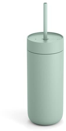 Fellow Carter Cold 16 oz Insulated Travel Mug with Straw, Ceramic Lined | Stainless Steel Coffee Tumbler, Lid Included, Iced Coffee Cup, 18+ Hrs Cold, BPA-Free, Spill Resistant, Mint Chip