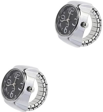 Garneck 2stücke Kreative Elastische Quarz Finger Uhr Für Individualisierte Armbanduhr Schwarz Stilvolles Design Mit Großen Ziffern Für Klare Zeitansicht Als Für Geburtstage Und