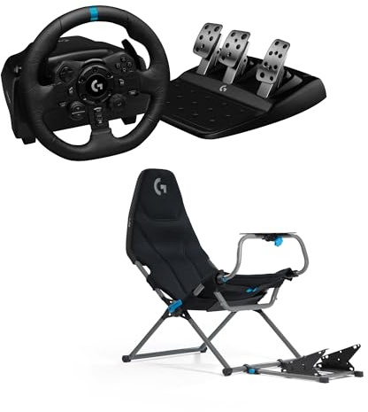 Logitech G G923 Racing Wheel and Pedals, Sim Steering Wheel with TRUEFORCE Force Feedback & Pedals + Playseat Challenge X, Edition - For PS5, PS4, PC, Mac - Black | Racing Wheel and Pedals, Sim Steering Wheel with TRUEFORCE Force Feedback & Pedals - For PS5, PS4, PC, Mac - Black