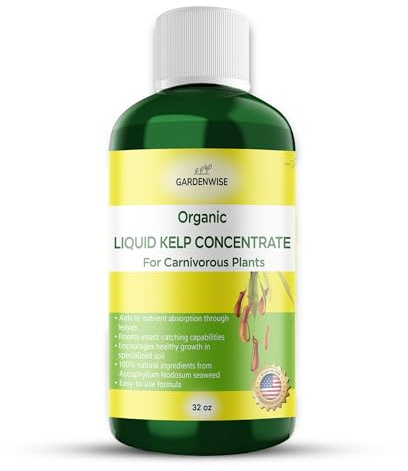 GARDENWISE Organic Premium Kelp Seaweed Fertilizer: Indoor Plant Fertilizer & Carnivorous Plant Food for Venus Flytraps, Sundews, Drosera Capensis,Pitcher Plants,Butterworts & Other (32 OZ)