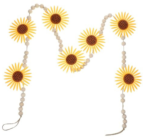 Warmhm Elegante Sonnenblumen Perlen Hängen Wohnkultur Rustikalen Holz Perlen Girlande Für Party