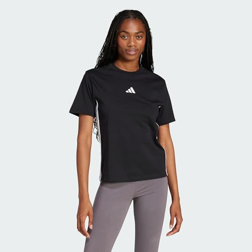 adidas Women's Essentials 3-Stripes Cotton Shirt, Black/White, XL