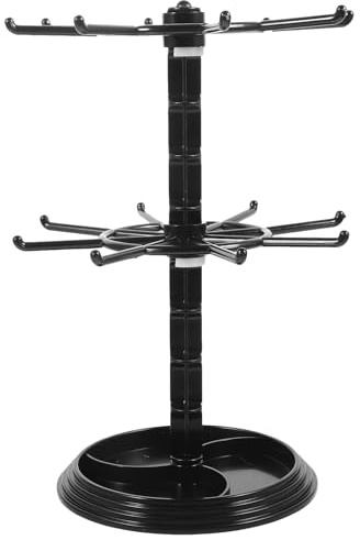 AOKWAWALIY Jewelry Stand 2 Tier Necklace Holder Black Bracelet Hanging Organizer Rotating Jewelry Earring Display Keychain Display Stand Plastic Jewelry Rack for Malls Counter Dressing Table