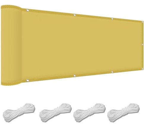 Rechteck Sonnenschutz Garten Balkon 150 x 700 cm Wasserdicht Rechteckig Sonnensegel Quadrat Uv-Schutz-Polyestergewebe mit Seil Sonnenschutz für Garten Terrasse Und Balkon, Creme Farben