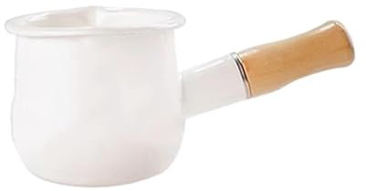 Fenteer Cacerola de Leche Esmaltada, Calentador de, Olla para Derretir, Olla para Hervir 500ml, Olla Pequeña Antiadherente para Leche, Olla para S, Blanco