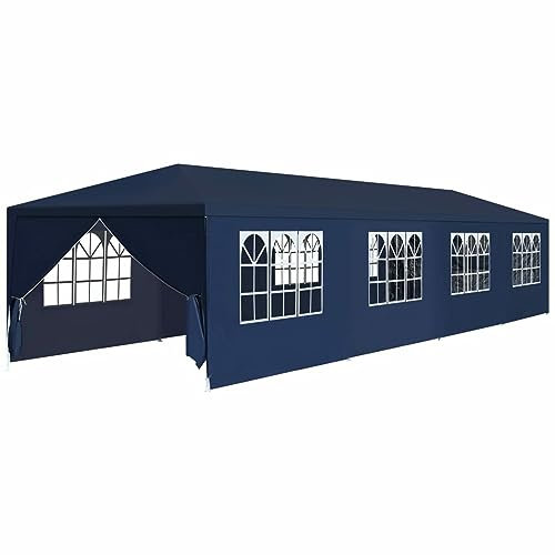 Gecheer Cenador de jardín de 3 x 12 m, color azul, cenador de exterior, toldo, pérgola con tela, pabellón de jardín, carpa para fiestas, cenador para barbacoa, A91430