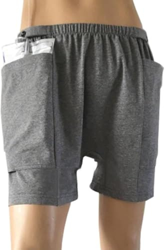 GEDRACKPMYN Katheter Hosen, Shorts für Nephrostomie Beutel, Pflegeshorts für Stoma-Drainagebeutel, Katheter Stützunterwäsche für Männer und Frauen,M