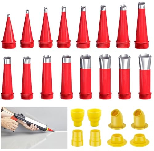 Einteiliger Edelstahldüsen, 24 Stück Universal Integrierte Gummidüse Werkzeug Kit, Edelstahl Dichtungsdüse Dichtmittel Finishing Werkzeug für Fenster Badezimmer